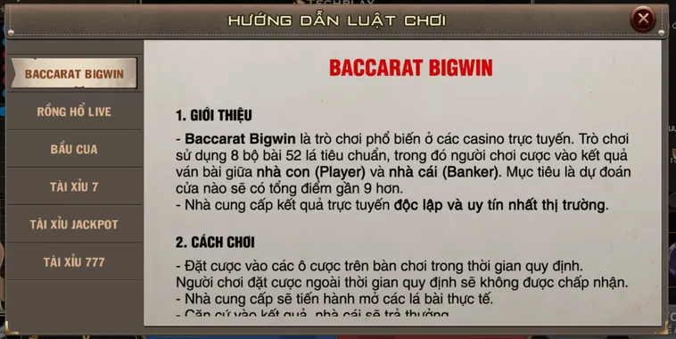 Baccarat BigWin Livestream Tại B52 Club Đỉnh Cao Cơ Hội Chiến Thắng Khổng Lồ