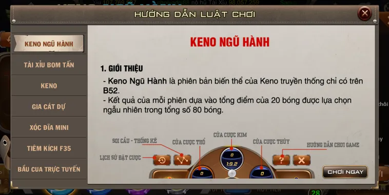 Trải Nghiệm Keno Ngũ Hành Tại B52 Club Đỉnh Cao Phong Thủy May Mắn