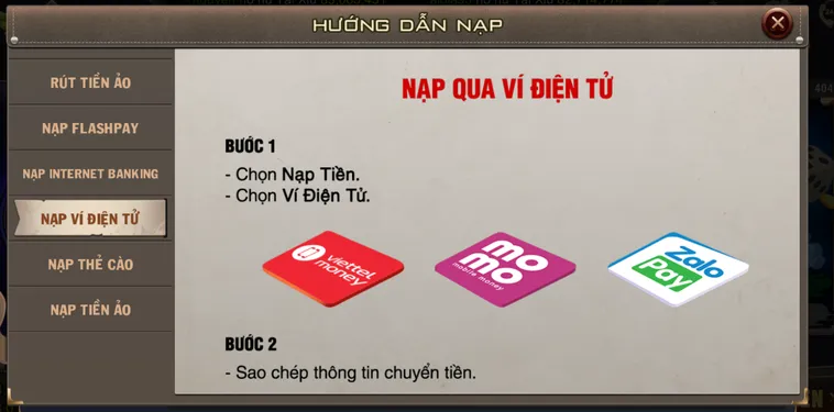Hướng Dẫn Quy Trình Nạp Tiền B52 Club Qua Ví Điện Tử Siêu Nhanh Chóng Cực Kỳ Hiệu Quả