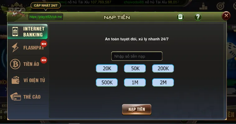 Hướng Dẫn Quy Trình Nạp Tiền B52 Club Siêu Nhanh Chóng Cực Kỳ Hiệu Quả